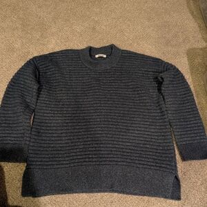 Madewell Women's Dark Gray Ribbed Crewneck Sweater